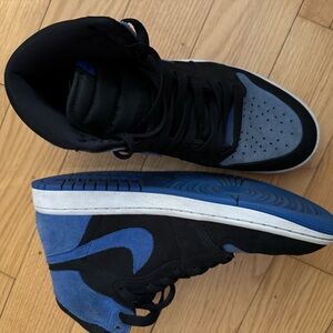Men's Black and Blue Jordan 1s